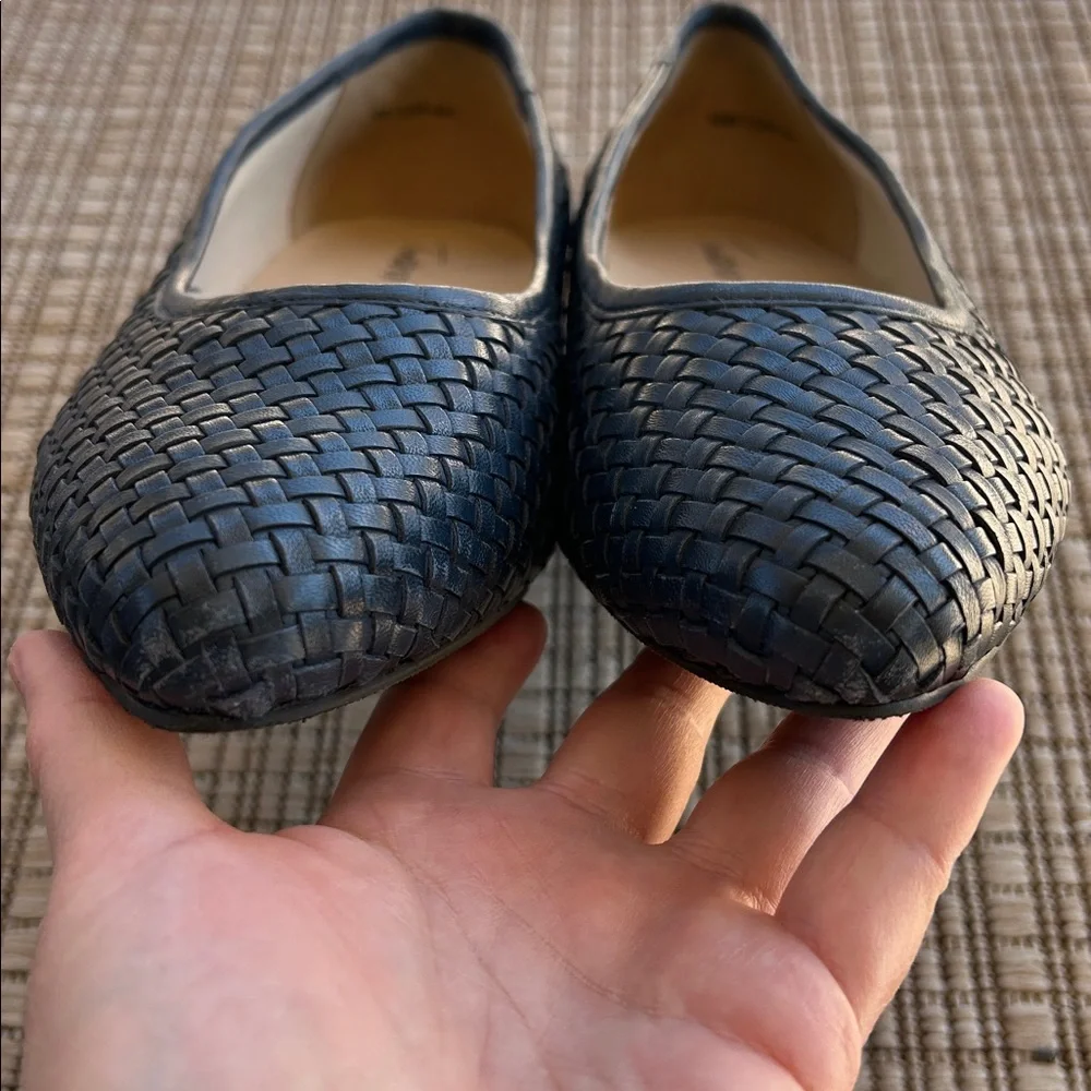 Trotters Woven Navy Blue Heeled Loafers Dress Shoes, Size 10 Wide - Picture 3 of 11